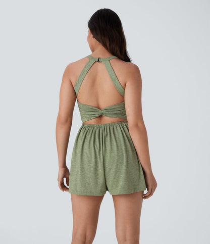 ColaBody™ | 2‑in‑1 backless twist vacation bodysuit with side pockets (Easy Peezy Edition)