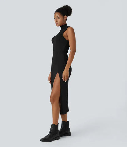 ColaZebra™ | Casual midi hooded dress, sleeveless, zebra back