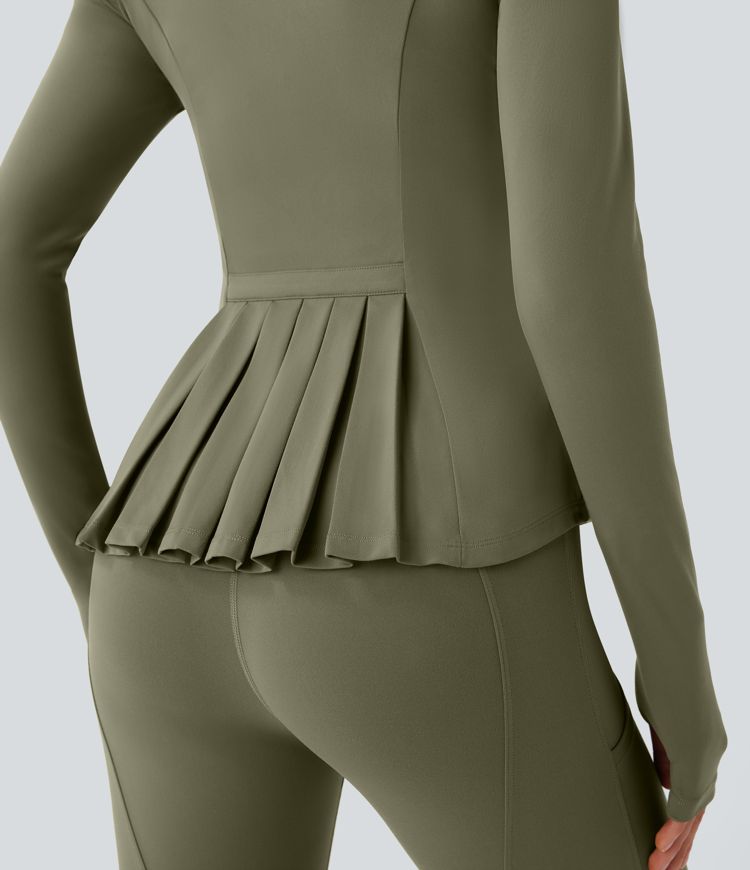 ColaSoft™ | Slim riding jacket with high neck, thumb holes and pleated zip